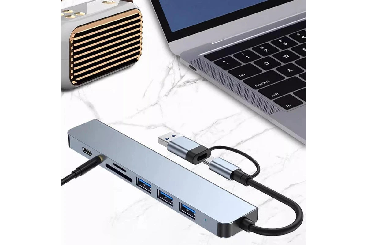 8-in-1 Aluminium USB-C & USB 3.0 Hub Splitter