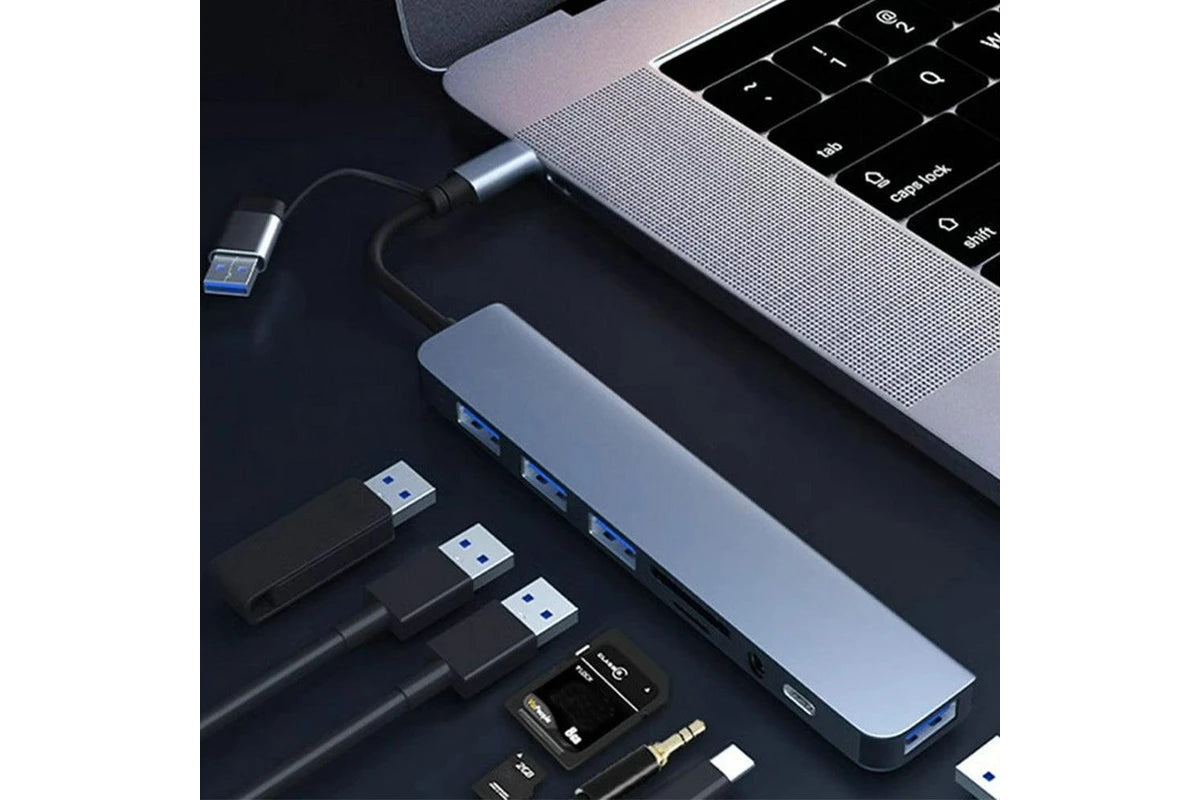 8-in-1 Aluminium USB-C & USB 3.0 Hub Splitter