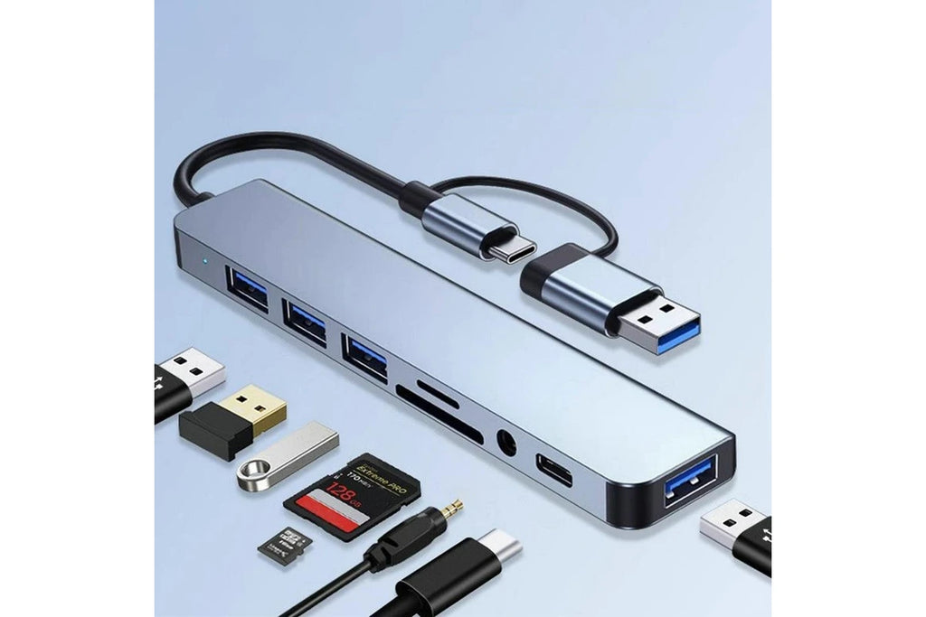 8-in-1 Aluminium USB-C & USB 3.0 Hub Splitter
