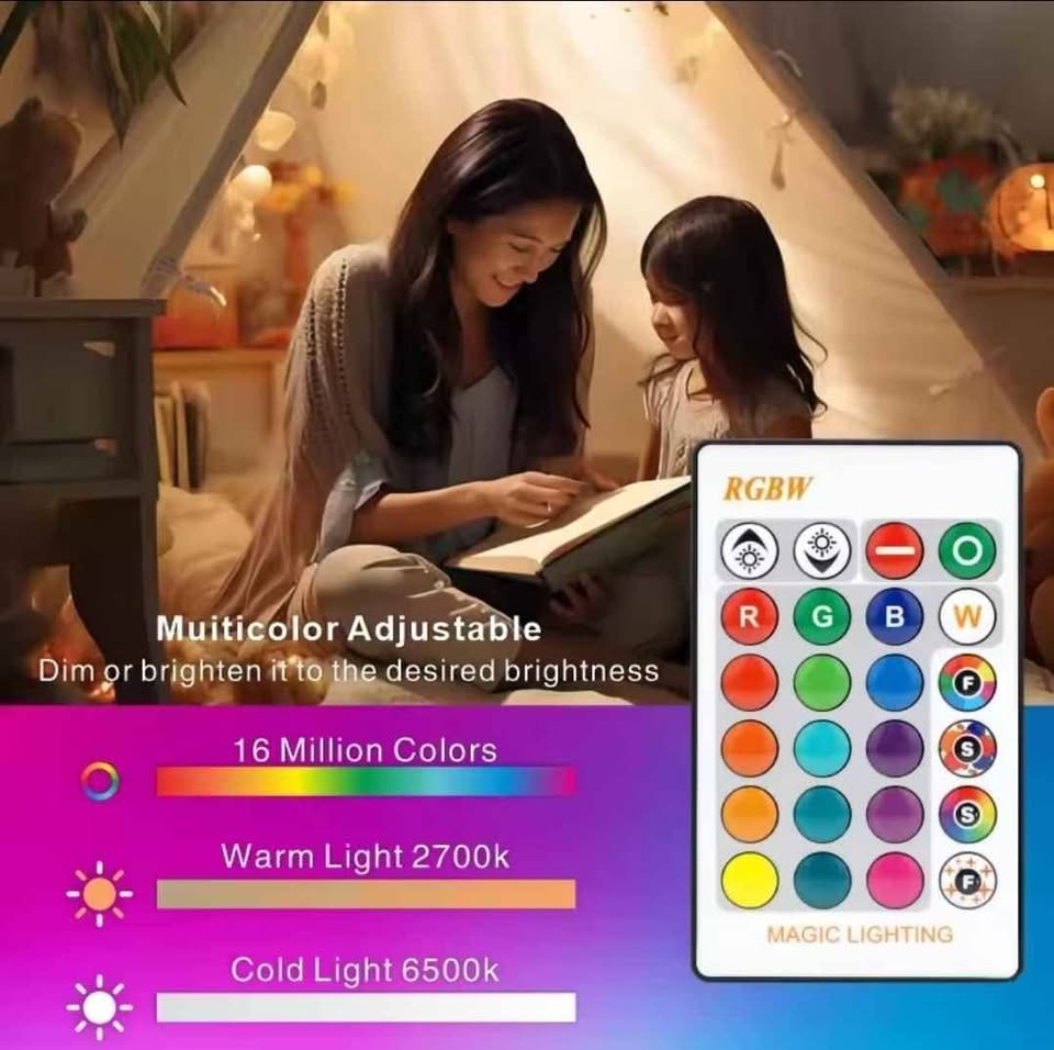 LED RGBW Multi-Colour Light Bulb with Remote Control