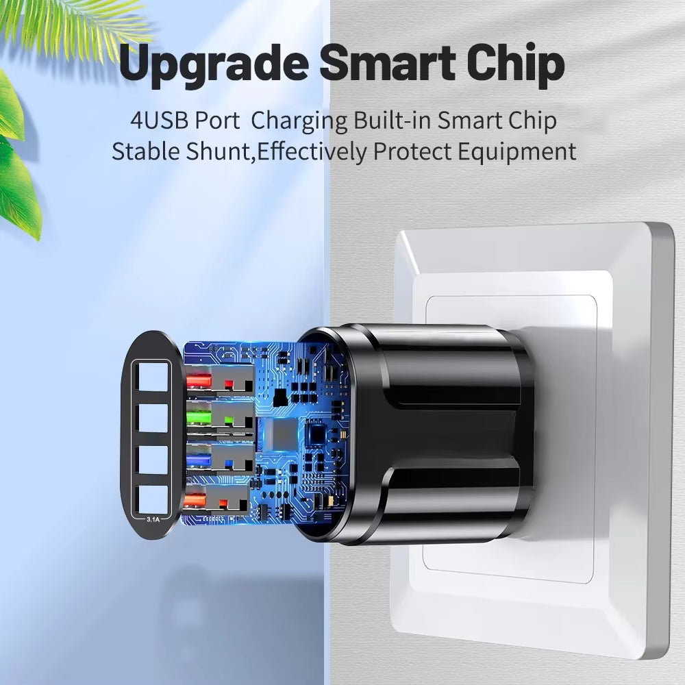 4-Port USB Wall Charger – Charge 4 Devices at Once