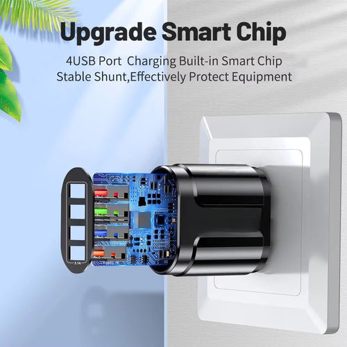 4-Port USB Wall Charger – Charge 4 Devices at Once